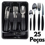 Conjunto de Talheres 25 Peças Aço Inox + Organizador - Nice Descontos